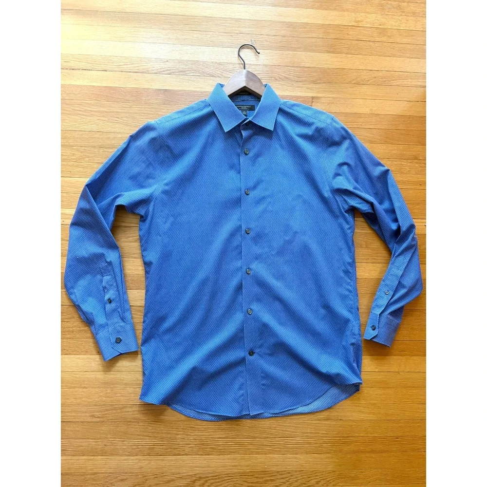 Banana Republic Camden Fit Blue Mini Floral Non-Iron 100% Cotton Dress Shirt M